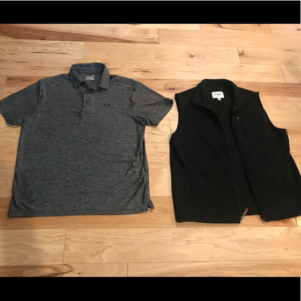 Under Armour Grey Polo w/ free black vest